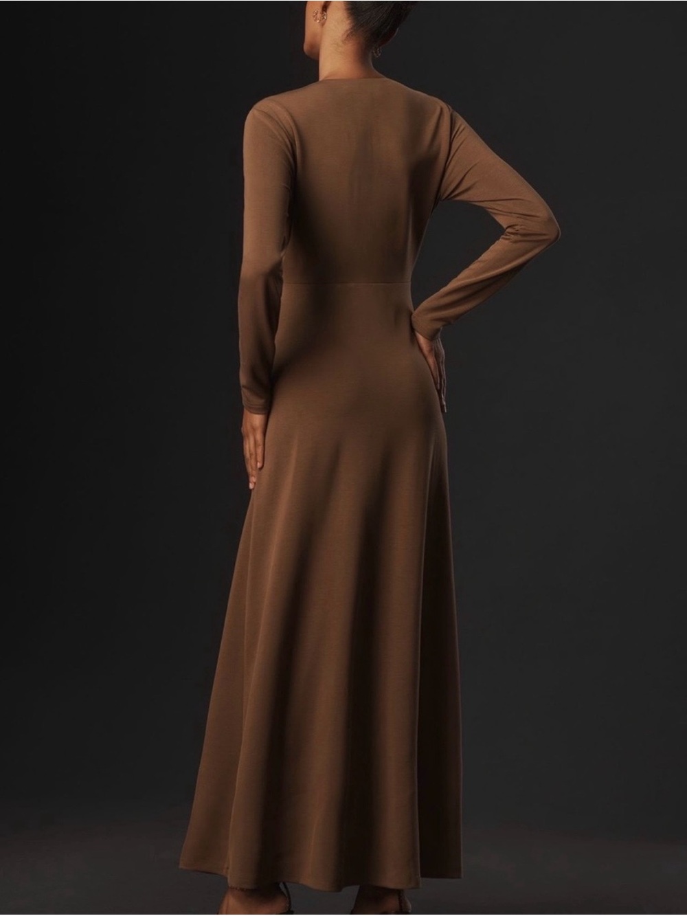 Dolan Left Coast Long-Sleeve Plunge Knit Maxi Dress Small - Picture 2 of 8